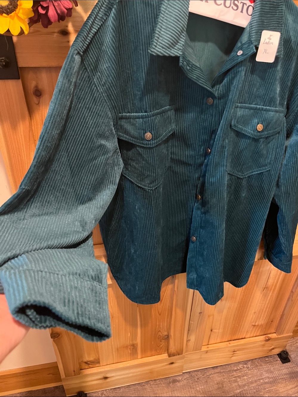 Workshop Republic Clothing Teal-Green Corduroy Button-Down Shirt - Picture 5 of 10
